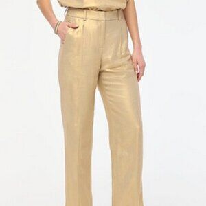 J. Crew Petite Shimmer Linen-blend pleated trouser pant NWT